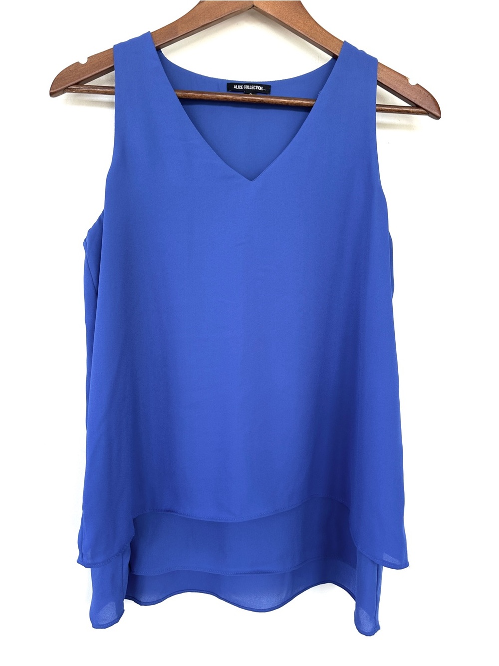 Alice Collection Royal Blue V-Neck Layered Chiffon Tank